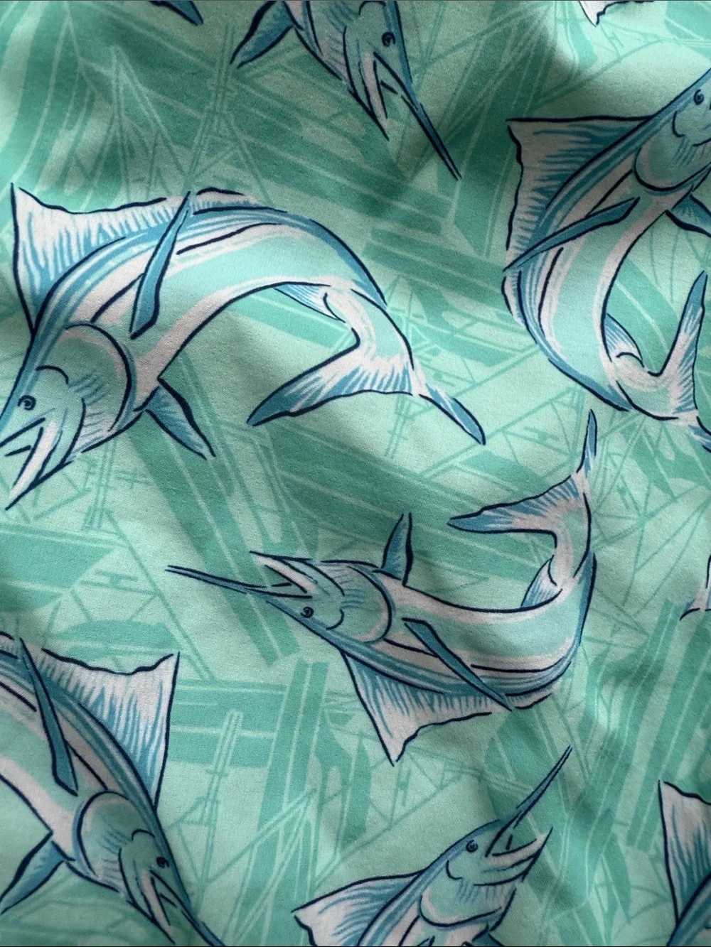 Vineyard Vines Kids Aqua Blue Marlin Swim Trunks